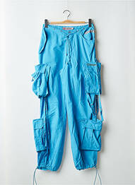 Pantalon cargo poches taille haute bleu PUNKY FISH femme