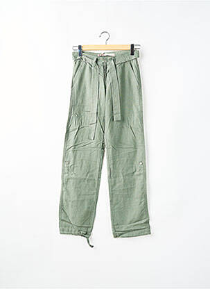 Pantalon droit fermeture zippée sous rabat boutonné taille basse vert ONLY femme