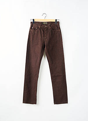 Jeans coupe slim fermeture boutonnée sur le devant taille haute marron REDWOOD homme