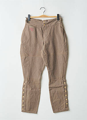Pantalon 7/8 tissage popeline taille normale marron SCHOOL RAG femme