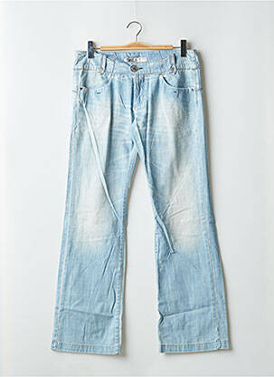 Jeans coupe droite effet usé délavé taille basse bleu TAKE TWO femme
