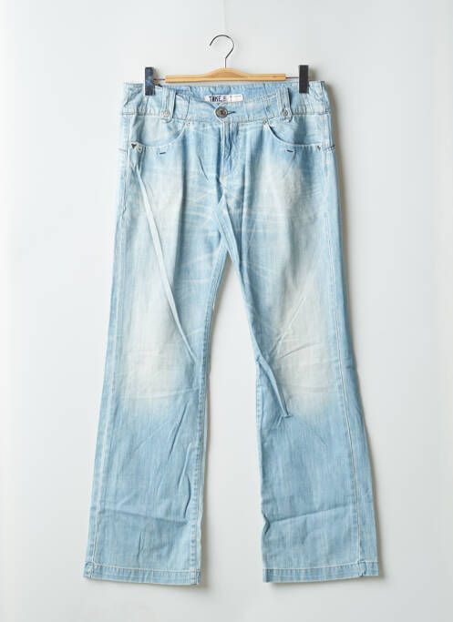Jeans coupe droite effet usé délavé taille basse bleu TAKE TWO femme