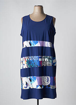 Robe mi-longue imprimé fantaisie sans manche bleu PAUSE CAFE femme