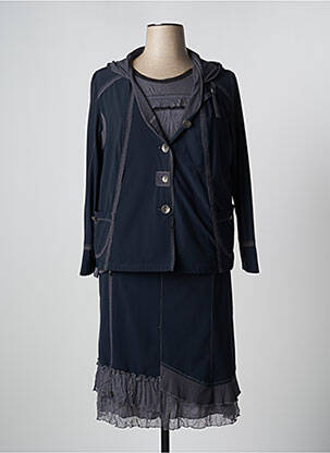 Ensemble jupe fermeture boutonnée sur le devant bleu GD femme