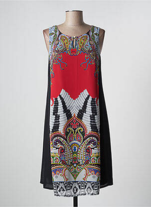 Robe mi-longue imprimé fantaisie sans manche noir MERI & ESCA femme
