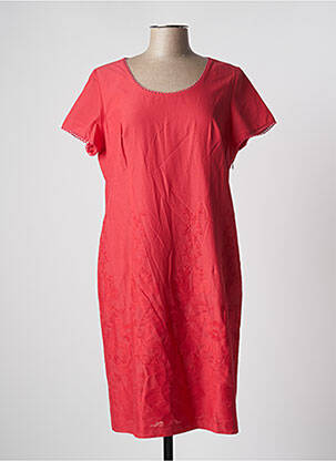 Robe mi-longue manches courtes manches courtes rouge ARONA femme