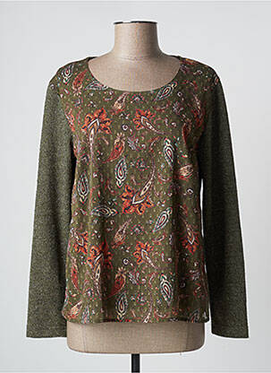 Top stretch manches longues vert GRIFFON femme