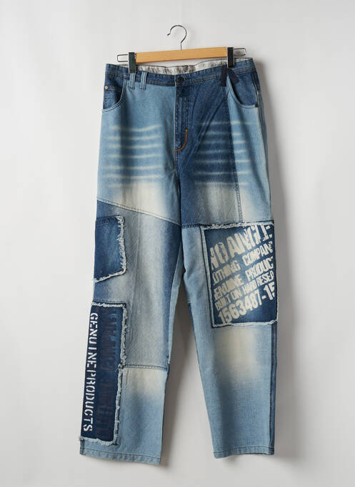Jeans coupe large délavé taille normale bleu TWO ANGLE homme