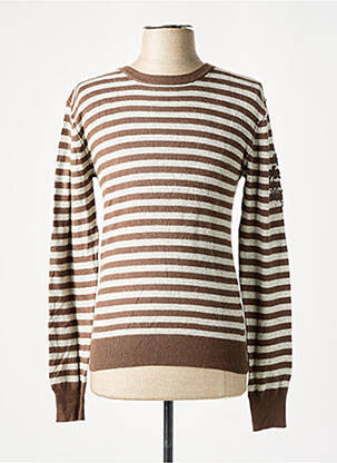 Pull col rond manches longues marron RWD homme