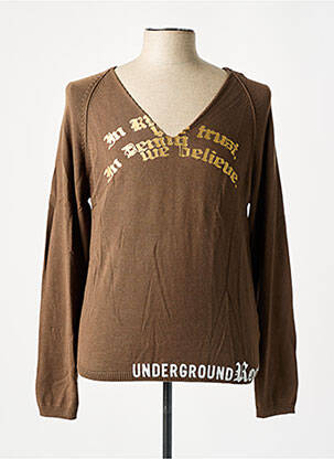 Pull col v manches longues marron UNDERGROUND homme