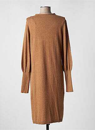 Robe pull coupe droite manches longues marron CREAM femme