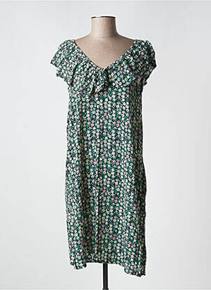Robe mi-longue imprimé fleurs sans manche noir ICHI femme
