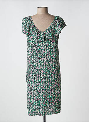 Robe mi-longue imprimé fleurs sans manche noir ICHI femme