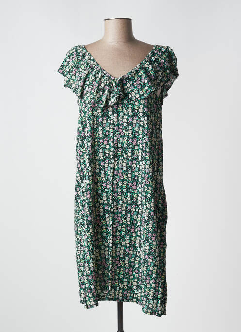 Robe mi-longue imprimé fleurs sans manche noir ICHI femme