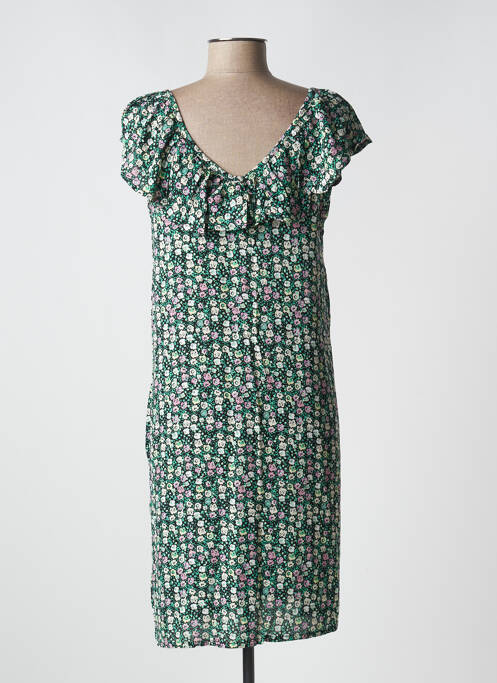 Robe mi-longue imprimé fleurs sans manche noir ICHI femme