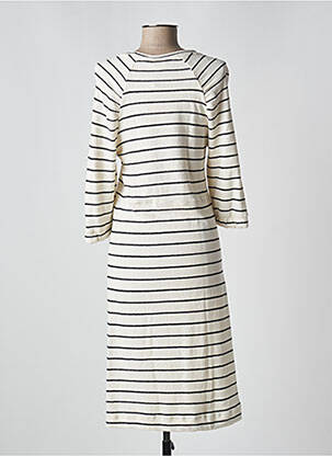 Robe mi-longue manches longues manches longues beige CREAM femme