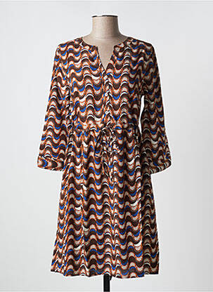 Robe courte manches 3/4 manches 3/4 marron CREAM femme