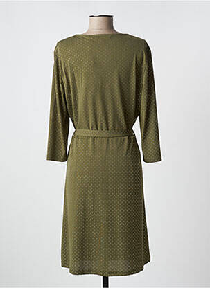 Robe mi-longue tissage crêpe manches longues vert VERO MODA femme