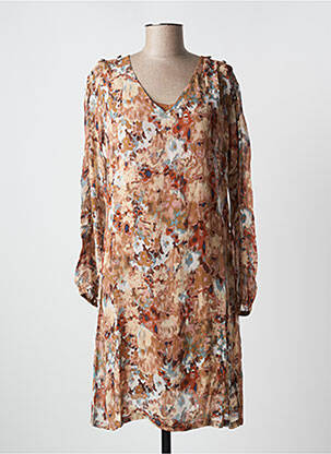 Robe mi-longue coupe fluide manches longues marron CREAM femme
