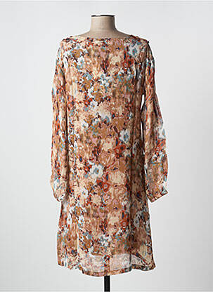 Robe mi-longue coupe fluide manches longues marron CREAM femme