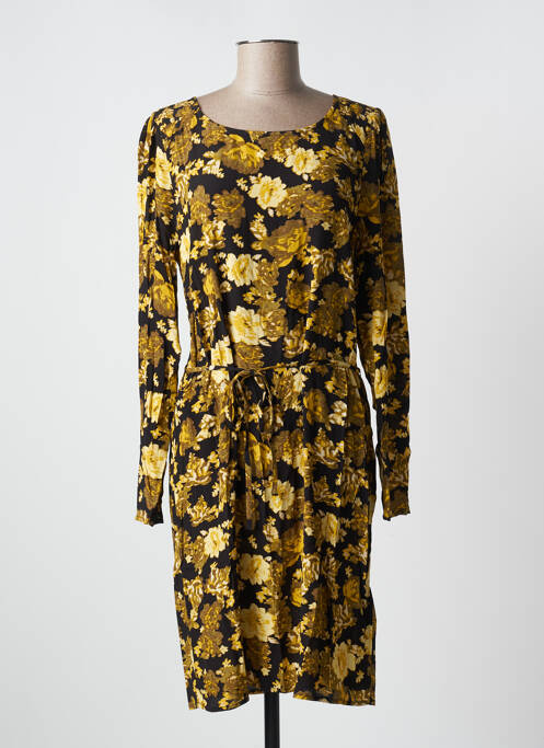 Robe mi-longue jaune ICHI pour femme