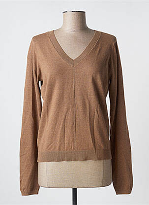 Pull tissage chiné manches longues marron CREAM femme