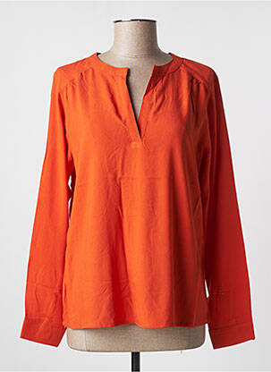 Blouse poignets boutonnés avec fente manches longues orange ICHI femme