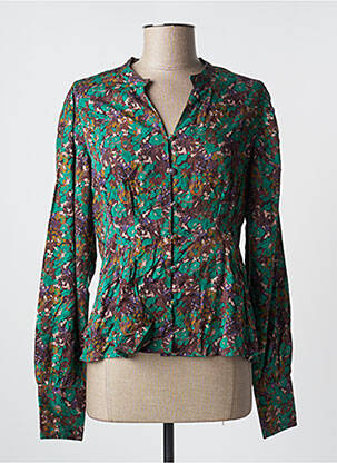 Chemisier coupe cintrée manches longues vert CREAM femme