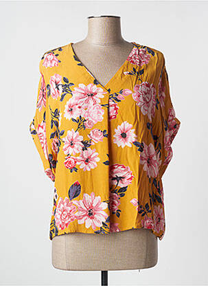 Blouse imprimé fleurs manches courtes jaune VERO MODA femme