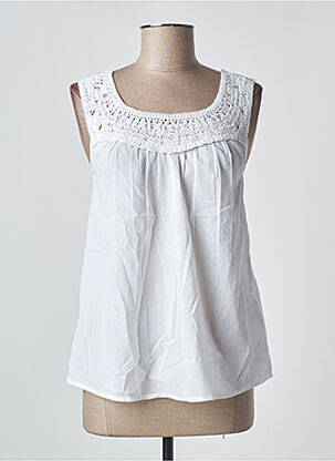 Top coupe fluide fines bretelles blanc CREAM femme