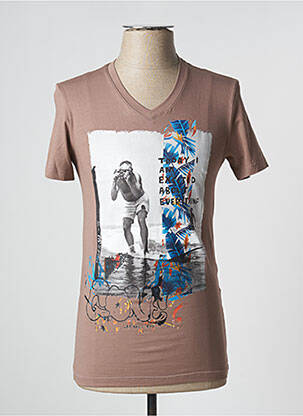 T-shirt coupe cintrée manches courtes marron GAUDI homme