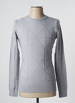 Pull col rond manches longues gris URBA BOY homme