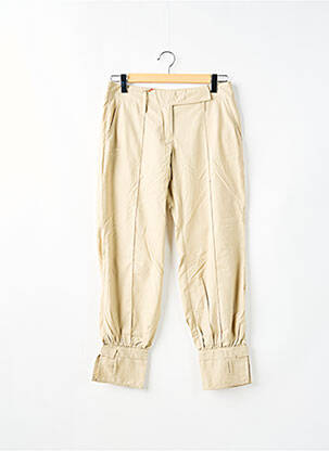 Pantalon droit fermeture zippée sous rabat boutonné taille normale beige BE YOU K femme