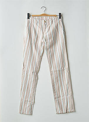 Pantalon droit tissage popeline taille basse beige MOGUL femme
