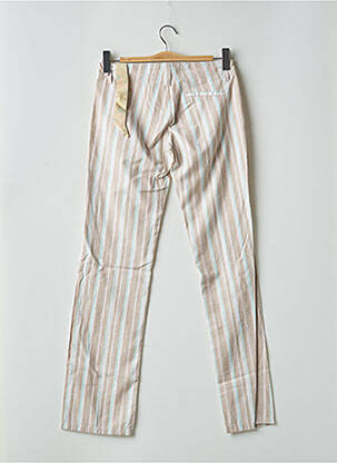 Pantalon droit tissage popeline taille basse beige MOGUL femme