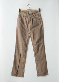 Pantalon droit fermeture zippée sous rabat boutonné taille basse marron RWD femme