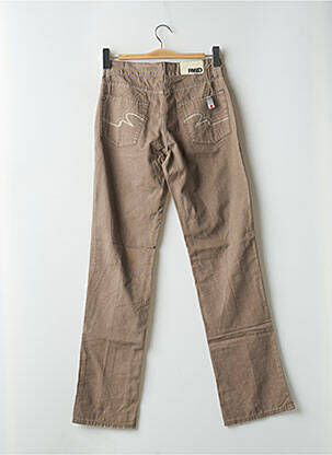 Pantalon droit fermeture zippée sous rabat boutonné taille basse marron RWD femme