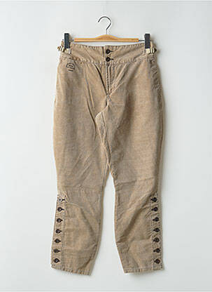 Pantalon 7/8 fermeture zippée sous rabat boutonné taille normale beige SCHOOL RAG femme