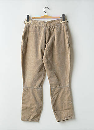 Pantalon 7/8 fermeture zippée sous rabat boutonné taille normale beige SCHOOL RAG femme