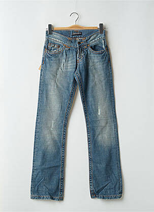 Jeans coupe droite effet usé délavé taille basse bleu VSCT femme