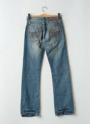 Jeans coupe droite effet usé délavé taille basse bleu VSCT femme