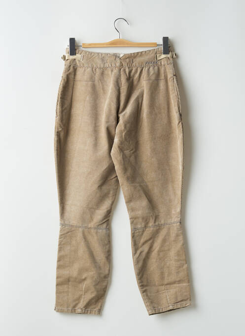 Pantalon 7/8 fermeture zippée sous rabat boutonné taille normale beige SCHOOL RAG femme
