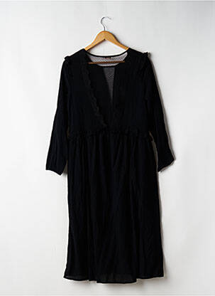 Robe mi-longue manches longues manches longues noir KILIBBI femme