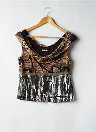 Top imprimé fantaisie sans manche marron CACHAREL femme