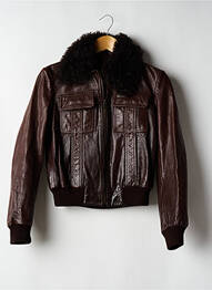 Veste en cuir fourrure synthétique marron REDSKINS femme