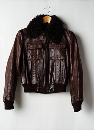 Veste en cuir poches marron REDSKINS femme