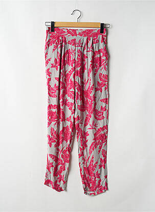 Pantalon droit tissage popeline taille haute rose H&M femme