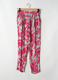 Pantalon droit tissage popeline taille haute rose H&M femme
