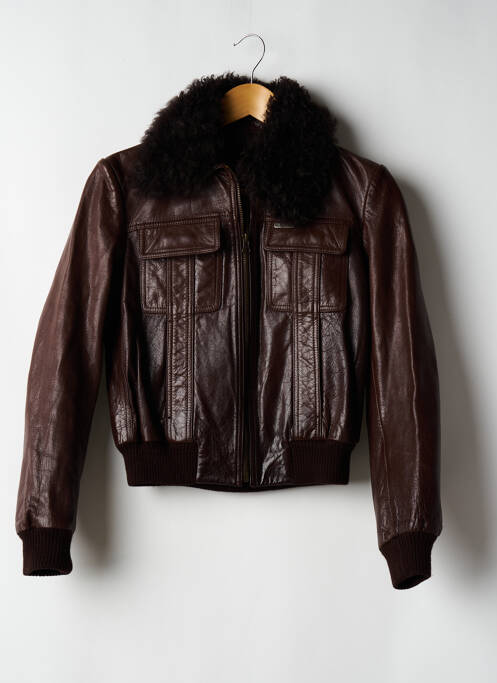 Veste en cuir poches marron REDSKINS femme