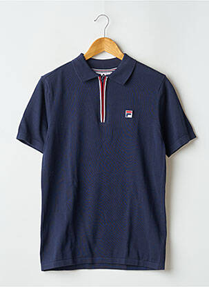 Pull col polo manches courtes bleu FILA homme